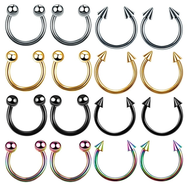 EeaseMX 16 piercings de acero inoxidable para la nariz y la vagina, varios estilos.
