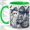 Green, variant on Denim Patchwork Ghost Accent Mug, 11oz Ceramic Coffee Cup for Halloween