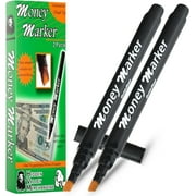 HVM Counterfeit Money Detector Pen (2 Counterfeit Pens) - Money Marker Bill Detector Pen with Upgraded Chisel Tip - Detect Fake Bills, Universal False Currency Checker Pack