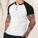 thumbnail image 1 of Ceisia Men's Slim Fit Short-Sleeve Raglan-Sleeve Henley T-Shirt Color-Blocked Spring Summer Shirt Gift, 1 of 6