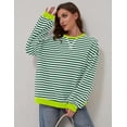 thumbnail image 6 of Women Oversized Striped Color Block Long Sleeve Crew Neck Sweatshirt Casual Loose Pullover Y2K Shirt Top, 6 of 7