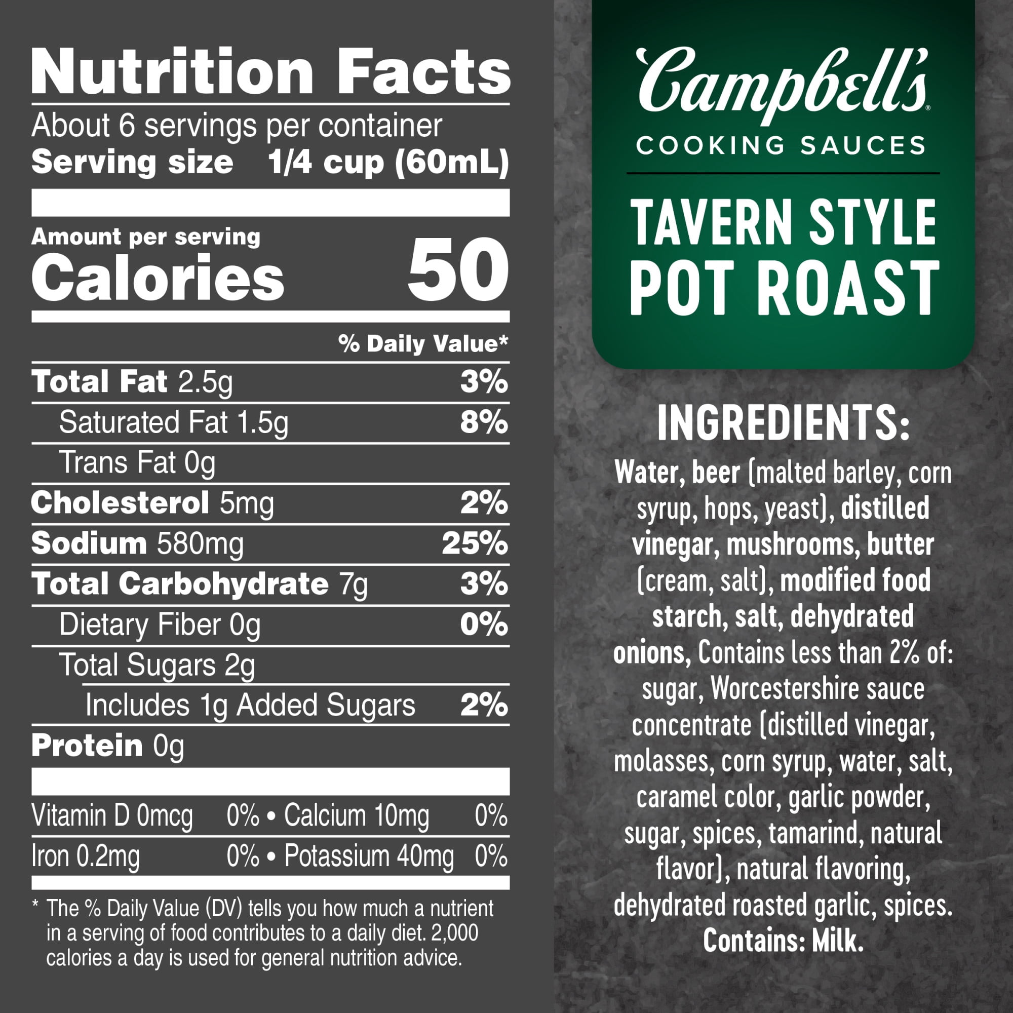 Campbell’s Cooking Sauces, Tavern Style Pot Roast, 13 oz Pouch