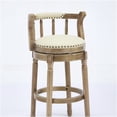 thumbnail image 2 of Beige Leather Bar Stool 26 Inch Height Swivel Seat with Wood Frame for Kitchen Counter, 2 of 10