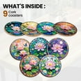 thumbnail image 4 of Composite Wood Board Cup Mats set Printed Coasters July Lotus 100x5mm 1pc/style 9 style 9pcs/set, 4 of 7