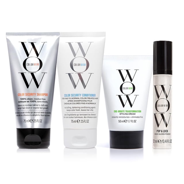 COLOR WOW Quick Frizz Fixes! Travel Kit Includes Shampoo, Conditioner, Styling Cream and Gloss Treatment, 6.4 Fl. Oz.