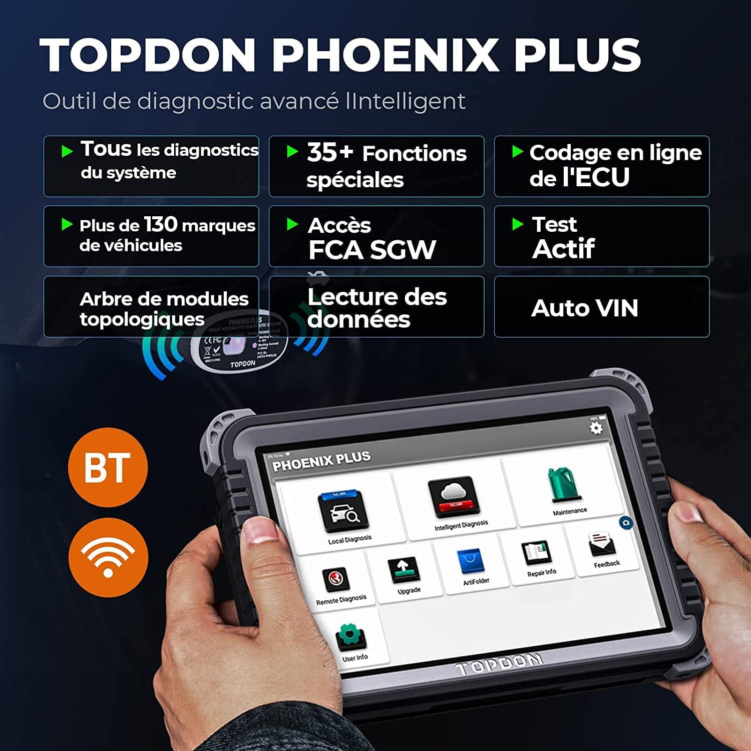 TOPDON Phoenix Plus Car Diagnostic Scan Tool OBD2 Scanner Bi