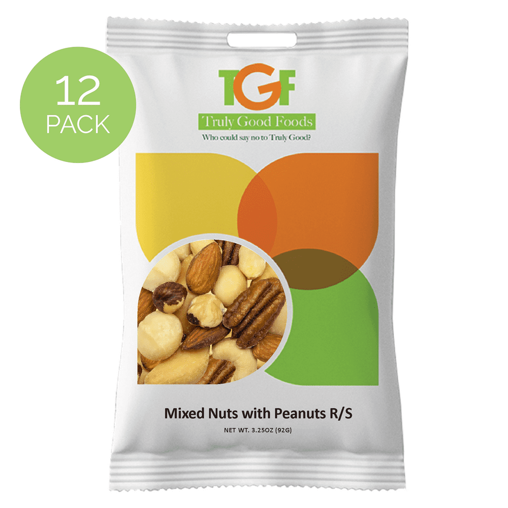 Mixed Nuts with Peanuts Snack Bags, 3.25oz, 12count