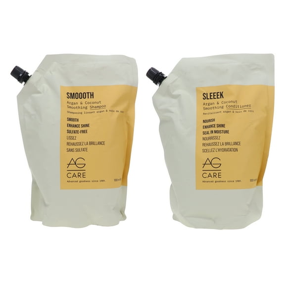 AG Care Smoooth Coconut Smoothing Shampoo 33.8 oz & Sleeek Conditioner 33.8 oz