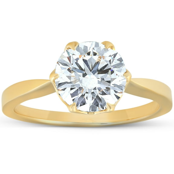 Pompeii 2 Ct Diamond Solitaire Engagement Ring 14k Yellow Gold Lab Grown (GH,SI1)