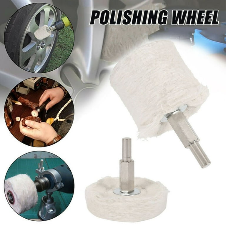 5pcs Buffing Wheel for Drill, Flannelette Polishing Wheels Mixed Polish Head Kit with 1/4'' Shaft for Car Wheel Aluminum Stainless Steel Chrome