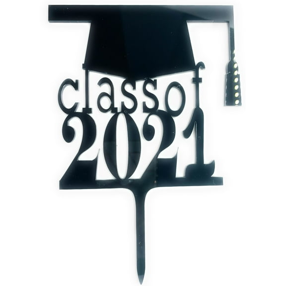 Class of 2021 Cake Topper,  Graduation Cake Topper, Party graduation, Acrylic Black