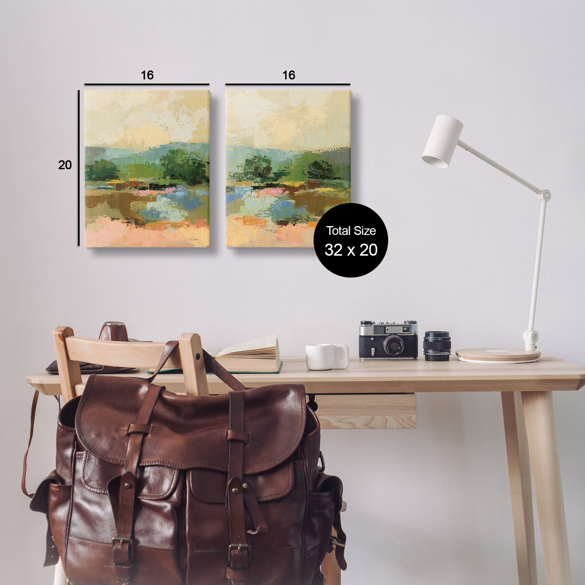 Stupell Industries Across the River Landscape Landscape & Nature Painting Wrapped Canvas Art Print Wall Art, 16 x 20, Set of 2