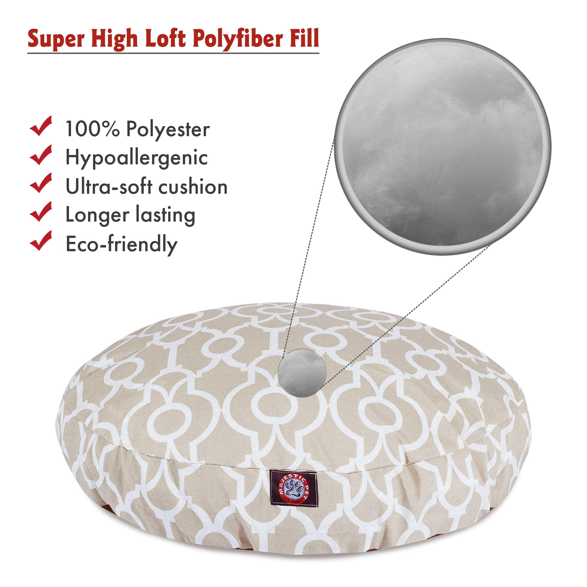 Majestic Pet Athens Round Dog Bed Treated Polyester Removable Cover Sand Small 30 x 30 x 4