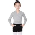 thumbnail image 2 of mgoYE Girl's Dance Wrap Sweater Ballet Top Warm up for Leotards, Dress(Grey,140), 2 of 8