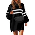 thumbnail image 4 of Yuhangmm Womens Hoodies Pullover Womens Oversized Striped Sweatshirt Long Sleeve Crew Neck Casual Pullover Tunic Tops with Cozy Warm Material Black XXL, 4 of 9