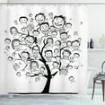 thumbnail image 1 of Family Shower Curtain, Family Tree Concept with Pencil Drawn Old and Young People Smiling Happy Faces, Fabric Bathroom Set with Hooks, 69W X 75L Inches Long, Black and White, by Ambesonne, 1 of 3
