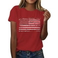 thumbnail image 5 of Aueoeo Women's 4Th of July Printed Short Sleeve Round Neck T-Shirts Casual Summer Tops for Daily Wear,Red,XXXL, 5 of 6