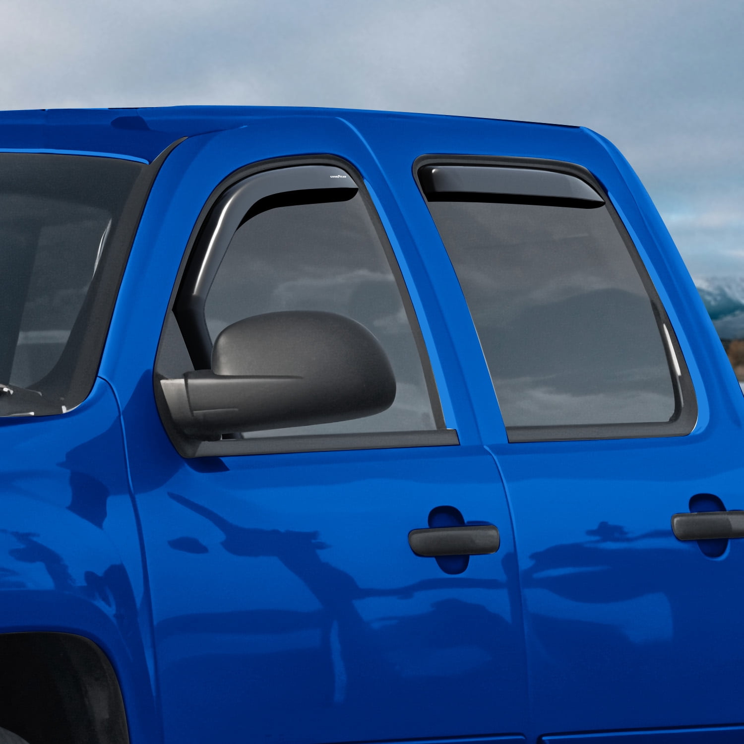 Goodyear Shatterproof in-Channel Window Deflectors for Trucks Chevrolet (Chevy) Silverado/GMC Sierra 2007-2013 Crew Cab, Rain Guards, Window Visors, Vent Deflector, Truck Accessories, 4 pcs.-GY003400
