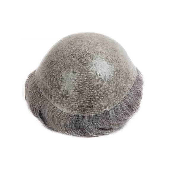 6 in Human Hair Toupee for Men Double Knots 0.1-0.12mm Poly PU Skin Male Hair Prosthesis