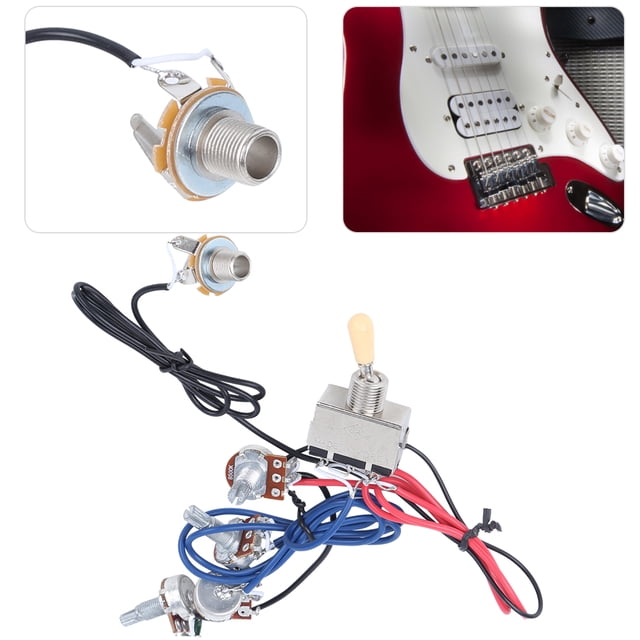 Guitar Wiring Harness Kit, Prewired 3 Way Switch 2V2T1J with Volume Tone Control, for Electric Guitar Wire Accessories