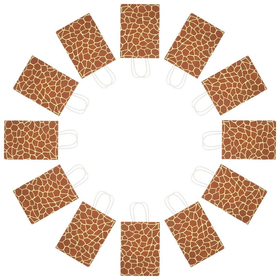 COMPUKAS 12Pcs Leopard Print Paper Gift Bags with Sturdy Handles for Jungle Theme Party Decor