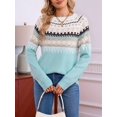 thumbnail image 6 of Women FairIsle Sweater Casual Vintage Crew Neck Knitted Sweater Cute Graphic Fall Pullover Jumper Tops S, 6 of 10