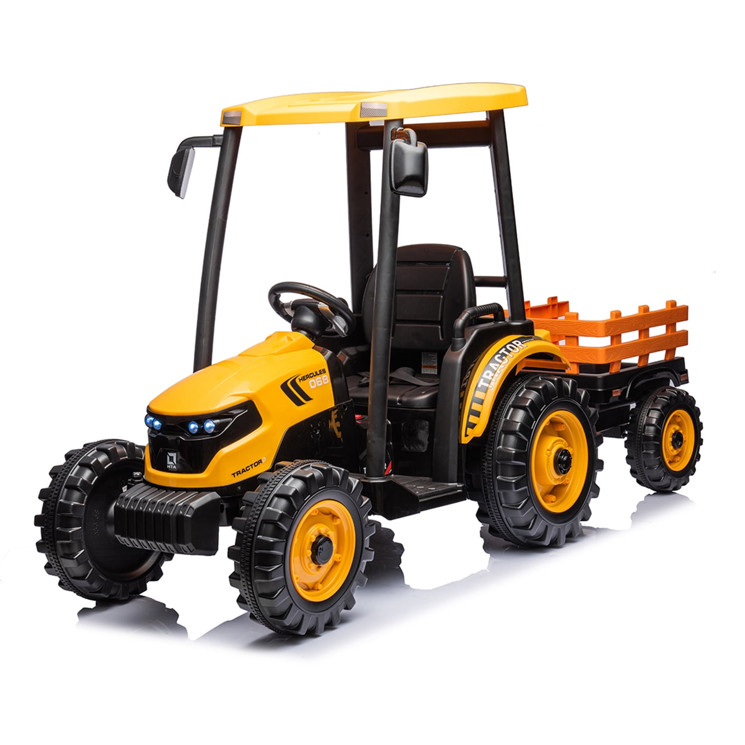 CIPACHO Ride On Tractor, 24V Powered Construction Vehicles for Kids with 3-Gear-Shift Ground Loade, Kids Car with Trailer, Yellow CIPACHO Ride On Tractor, 24V Powered Construction Vehicles for Kids with 3-Gear-Shift Ground Loade, Kids Car with Trailer, Yellow