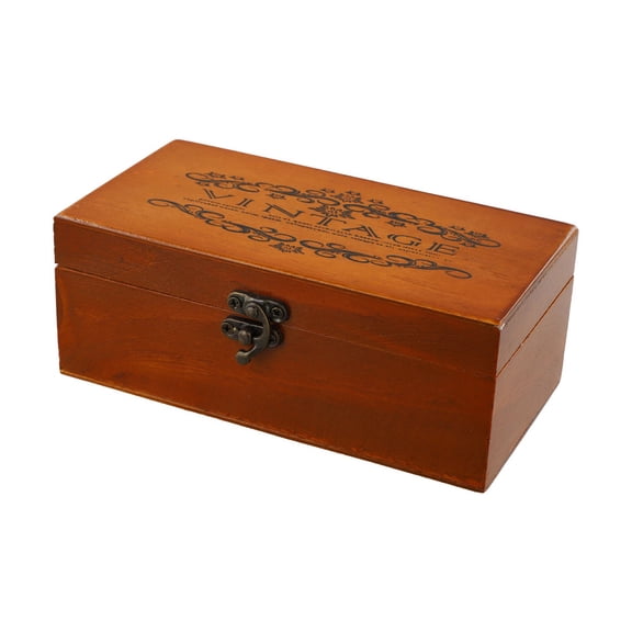 Vintage Wooden Storage Box With Lock For Home Organization,Retro Keepsake Chest For Jewelry Documents Letters,Decorative Organizer For Desk Shelf Bedroom Office(S)