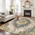 thumbnail image 3 of Vintage Floral Pattern Washable Area Rug 6 x 9 ft Bohemian Retro Traditional Flower , Soft Non Slip Rugs Stain Repellent Indoor Felt Carpet for Living Dining Room Bedroom Home Office, 3 of 9