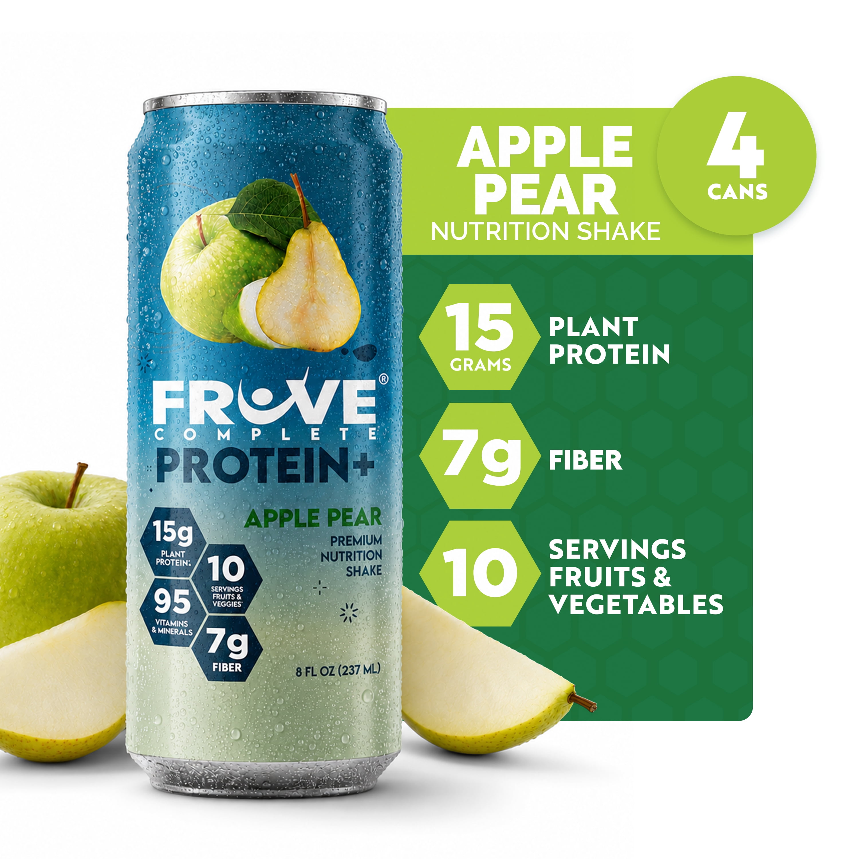 Fruve Complete Protein Nutritional Drink, Apple Pear, 8 fl oz, 4 Pack