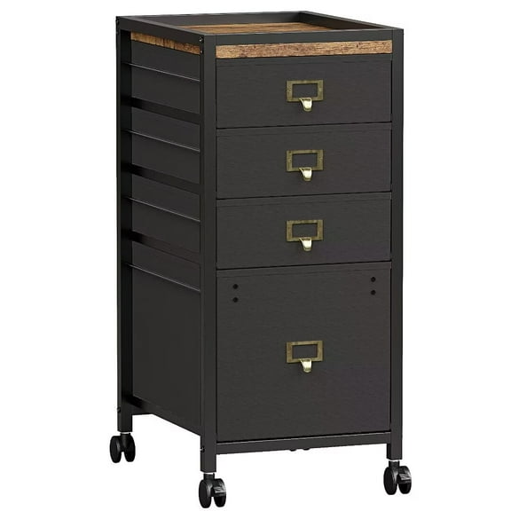 File Cabinet with 4 Drawer, Mobile Filing Cabinet Rolling Printer Stand Fits A4 or Letter Size, Fabric Vertical File Cabinet for Home Office