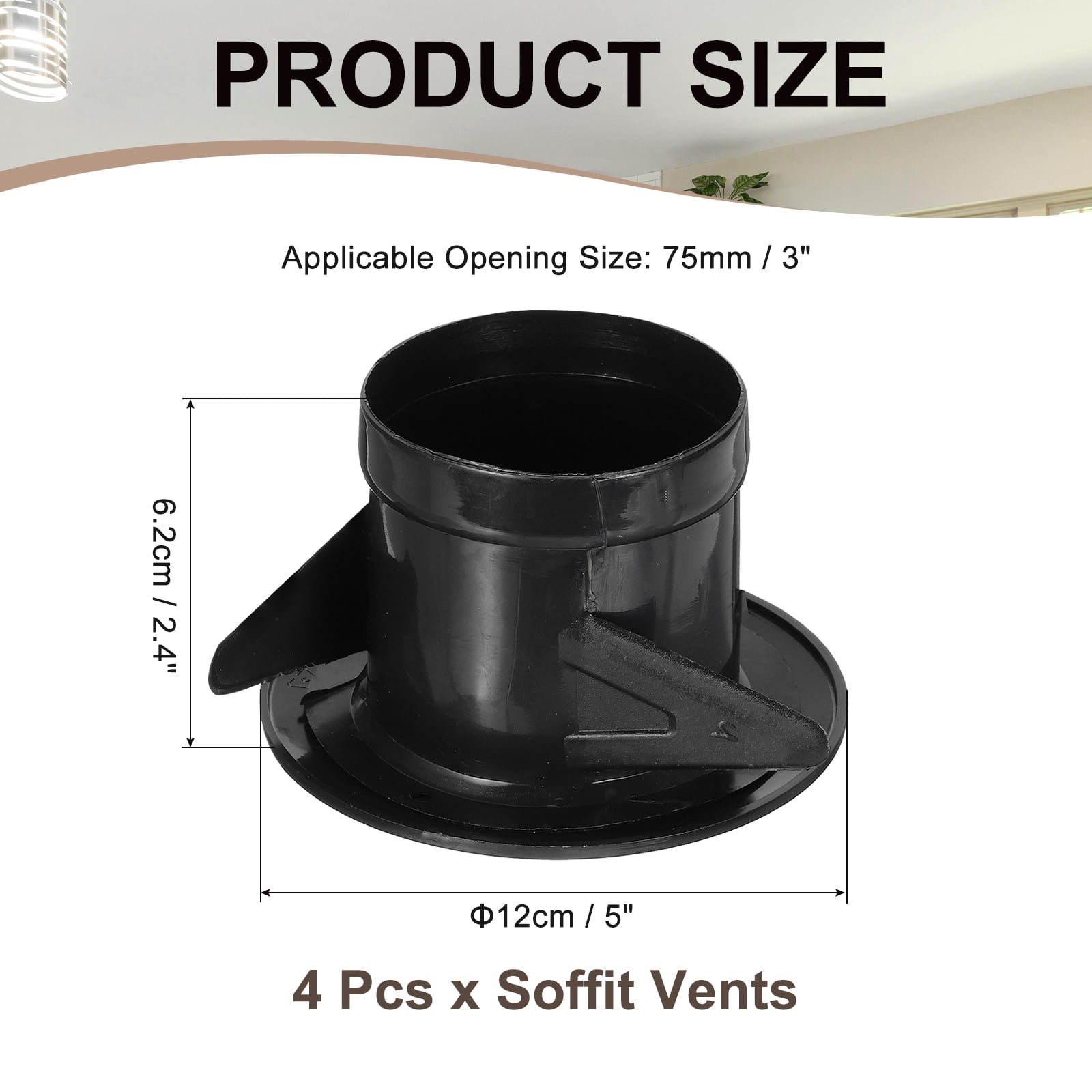 Uxcell Round Air Vent Cover, Soffit Vents ABS Ceiling Vent Covers Air Vent Louver for Living Room Greenhouse 3 Inch