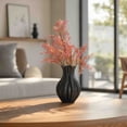 thumbnail image 6 of MMJ Fluted Ceramic Vase Set of 2 Matte Black White Table Centerpiece Home Decor 8.27x5.12x5.12in With Leaves, 6 of 7