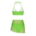 thumbnail image 5 of TMOYZQ Women's 3 Piece Bathing Suits O-Ring Halter Textured Bikini Swimsuits Set with Drawstring Beach Cover Ups Mesh Skirt, 5 of 6