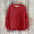 thumbnail image 2 of WTOBBY Women's Solid Color Crewneck Knit Sweater Top, Long Sleeve Pullover Sweater, Casual Comfortable Fall Fashion Sweatshirt for Daily,Red S, 2 of 5