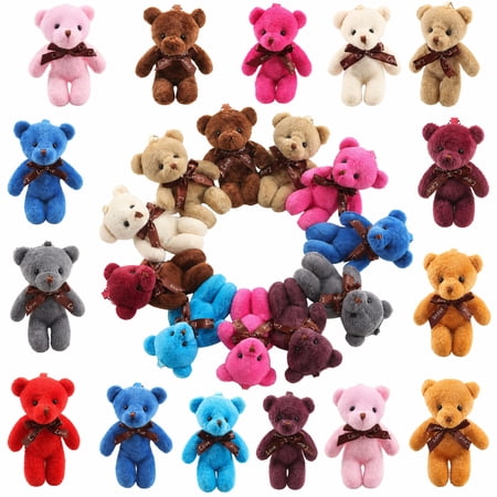 36 Packs 4.7 Inch Mini Teddy Bear Toy Plush Stuffed Bear Doll for Keychain Craft DIY Accessory Birthday Gifts Party Favors Supplies, 12 Colors