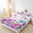 thumbnail image 4 of Homewish Butterfly Printed Twin Sheet Sets,Rustic Flower Floral Twin Fitted Sheet,Pink Purple White Flat Sheet For Girl Kids,Luxury Bedroom Decor,3 Pieces, 4 of 7