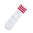 thumbnail image 2 of HNMKIU Summer Boys Girls Striped Mid Calf Athletic Crew Socks for Casual Outdoor School Play Elastic Comfort Fit Red,One Size, 2 of 3