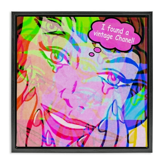 Stupell Industries Pop Style Fashionista Abstract Painting Black Floater Framed Canvas Art Print Wall Art, 18 x 18