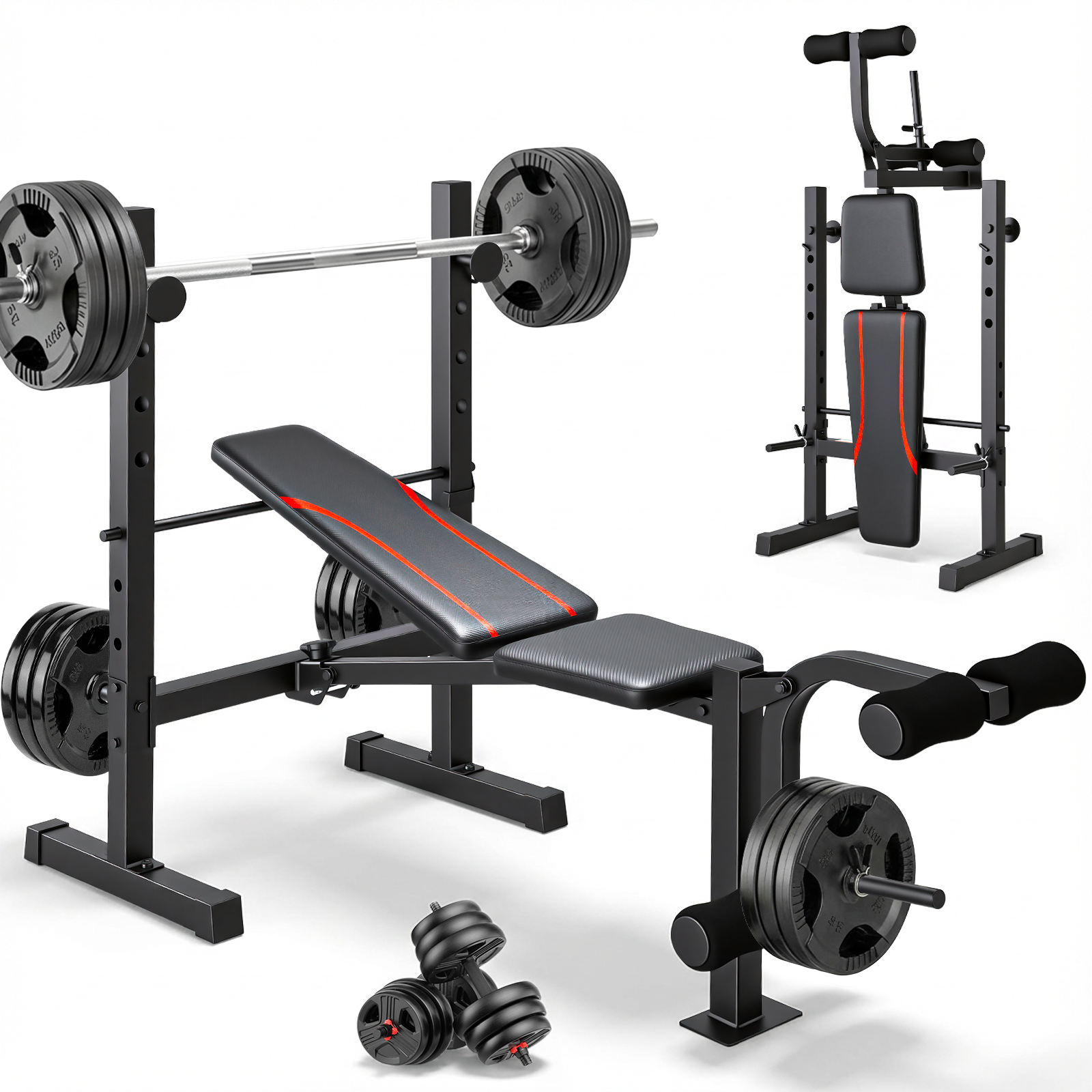 Vibespark Foldable Weight Bench, 600 lb Capacity photo 1