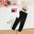 thumbnail image 2 of KPOPLK Toddler Baby Girl Clothes Baby Girl Outfits Short Sleeve Round Neckline Graphic Print Top Pants 2PCS Set 3t 4t 5t 6t 7t Size 6 Years,Light Purple, 2 of 4