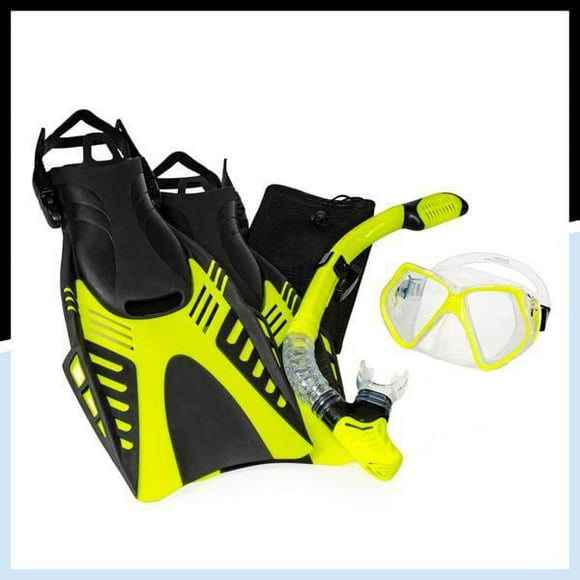 Dolfino Pro Dyna Adult 5 Piece Dive Set Small/Medium - Yellow/Black, Adult 5-Piece Set