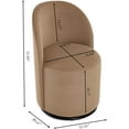 thumbnail image 3 of Upholstered Kitchen & Dining Room Barrel Chair, Mid Century Modern Round Sherpa Boucle Dining Chair, 360 Degree Swivel Comfy Armless Accent Makeup Vanity Side Chair for Bedroom Living Room (Brown), 3 of 9