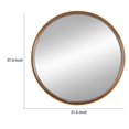 thumbnail image 5 of Roe 32 Inch Wall Mounted Round Mirror, Modern Brown Pine Wood Frame- Saltoro Sherpi, 5 of 5