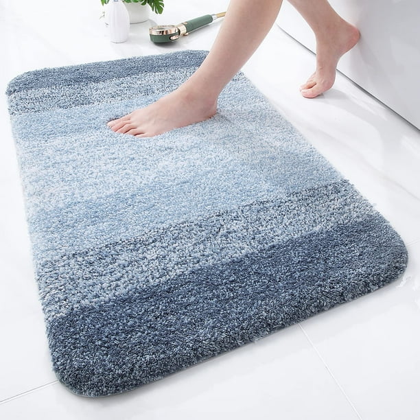 Buganda Microfiber Bathroom Rugs, 20"x32" Blue Luxury Extra Soft and
