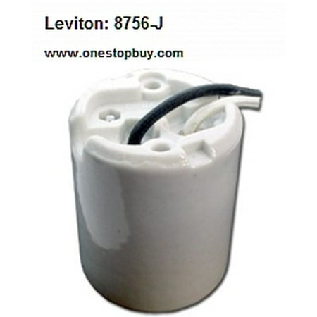 

Leviton 8756-J Keyless Lampholder HPS up to 400W Mogul Base 2 8-32 Screws 4KV Pulse Rated 12-Inch 14GA SEW-2 200C Leads - White