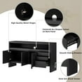 thumbnail image 5 of GZXS Black 3-Door Sideboard Buffet Cabinet with 3 Drawers and Semi-Open Shelf, 60-Inch Storage Credenza for Dining Room, Living Room, Entryway, 5 of 9