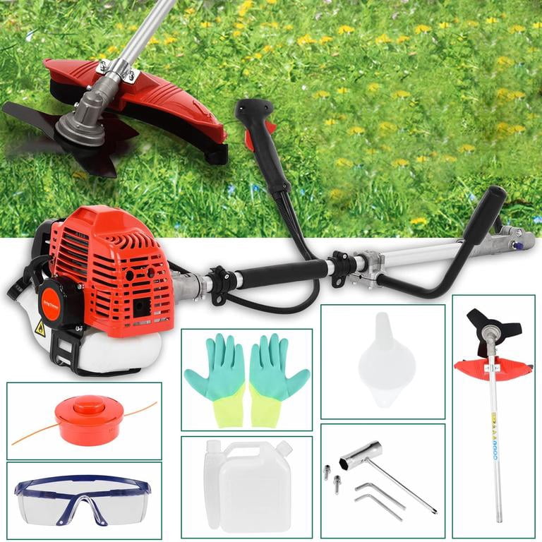 Mohsoe Gas Powered 2-in-1 Gas Weed Eater 52cc 2-Stroke, Weed Wacker, Air-Cooling Grass Trimmer/String Trimmer, Brush Cutter for Lawn Care (Red)