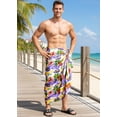 thumbnail image 3 of HAPPY BAY Men's Pareo Swim Trunk Holiday Sarong Long Beach Wrap One Size Purple, Hawaiian Summer Vacation Party, 3 of 6