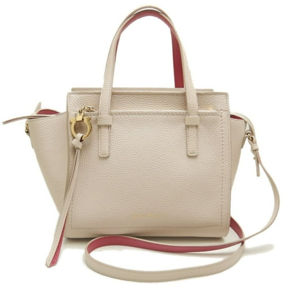 Pre-Owned Salvatore Ferragamo Amy EE21-F478 Handbag Gancini Leather Beige 252686 (Good)